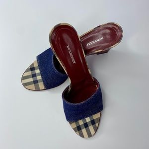 BURBERRY NOVA CHECK DENIM WEDGES